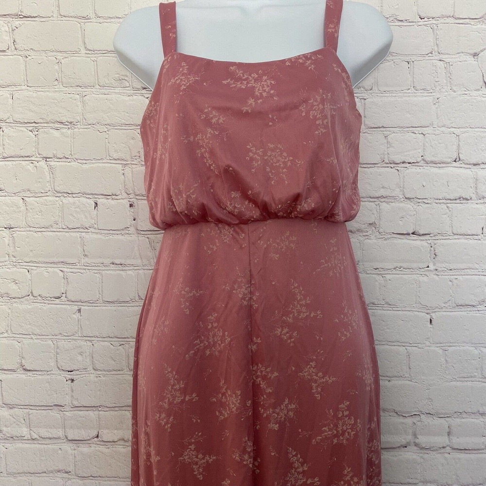 Vintage 1970's Lorrie Deb Union Label Pink Long Floral Zip Formal Dress - 7/8 - Picture 7 of 12